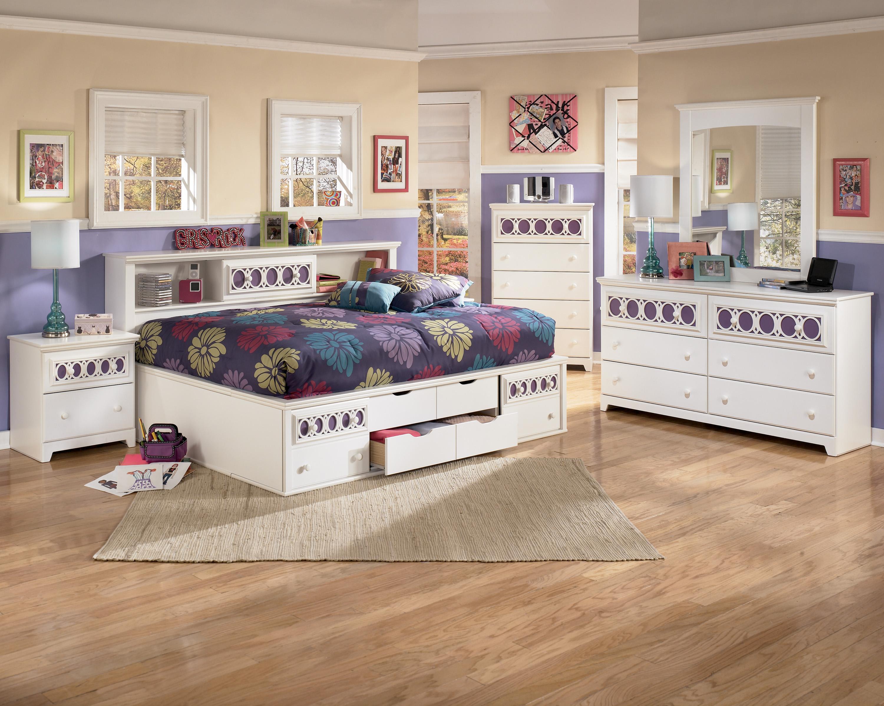 Signature Design by Ashley Zayley Full Bedside Bookcase Daybed with Customizable Color Panels